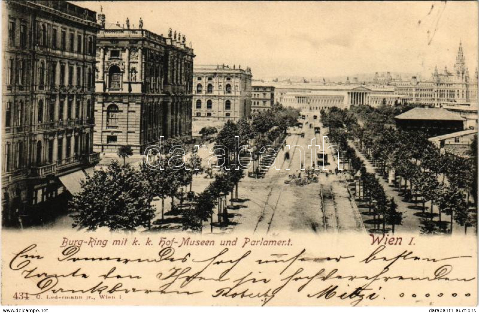 T2 1901 Wien, Vienna, Bécs I. Burg Ring Mit K.k. Hof-Museum Und Parlament - Sin Clasificación