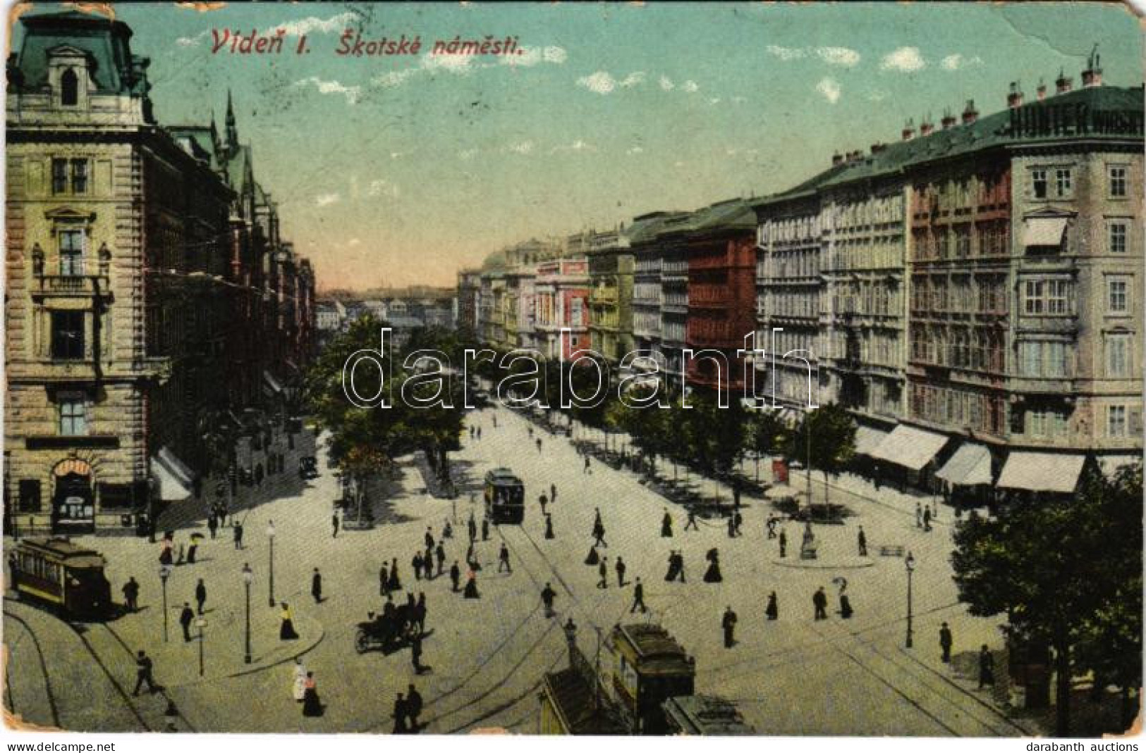 T3 1911 Wien, Vienna, Bécs, Víden I. Skotské Námestí / Schottenplatz / Square Trams (fa) - Non Classés