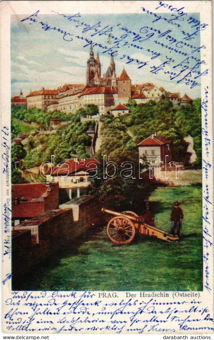 T2 1902 Praha, Prague, Prága; Der Hradschin (Ostseite) / Castle, Cannon With Soldiers - Ohne Zuordnung