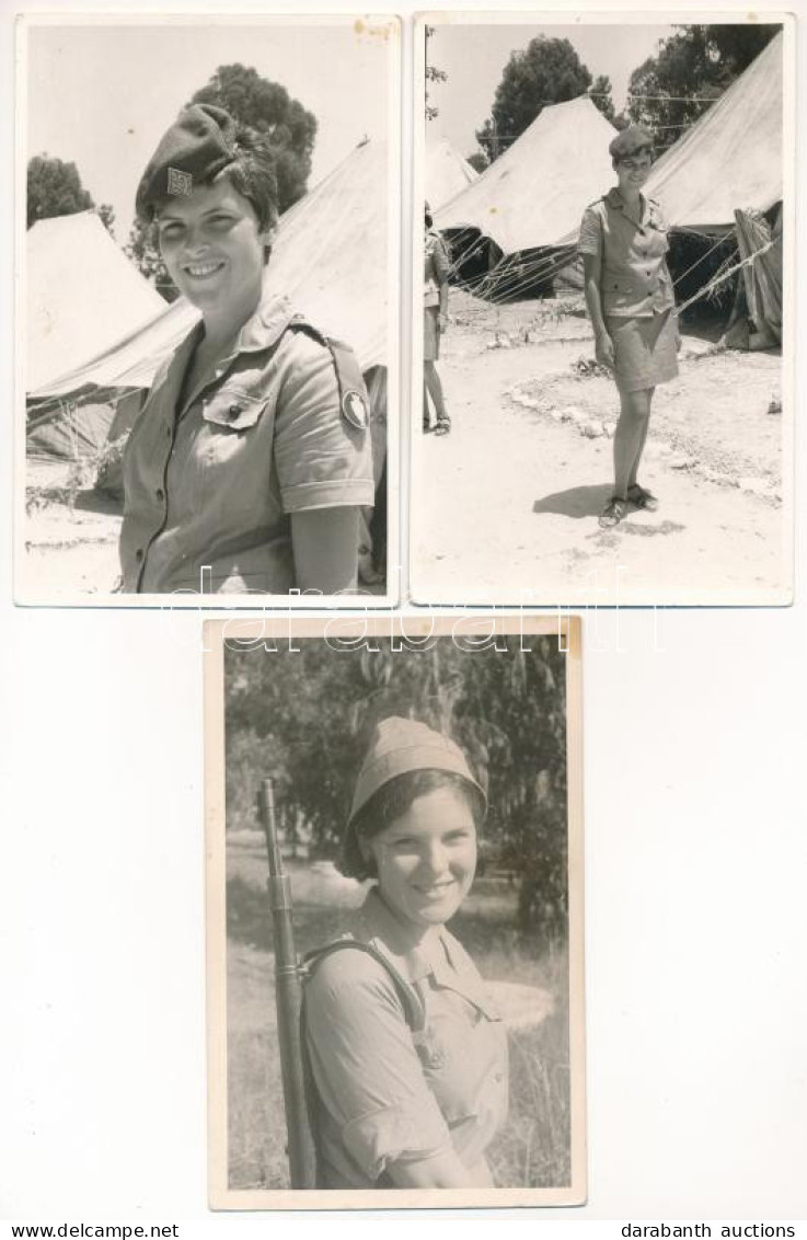 * Israel - 3 Db Katonalány Fotó Az 1960-as évekből / 3 Modern Military Photos From The 60's (female Soldiers) - Ohne Zuordnung