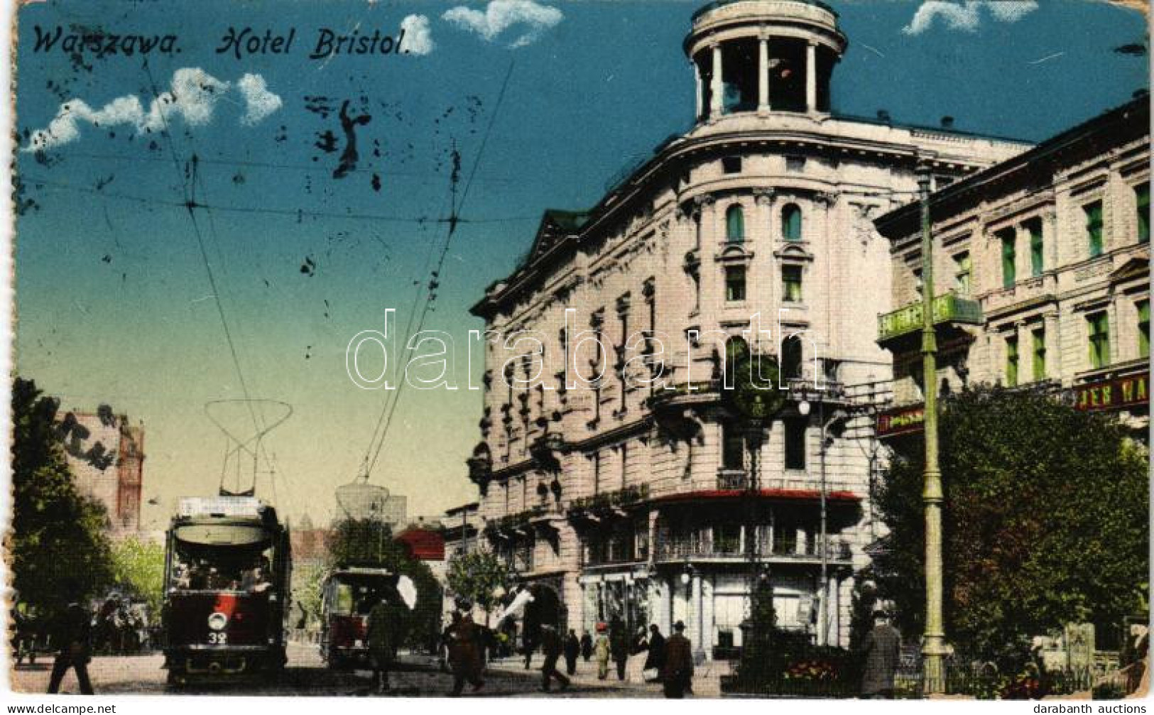 T2/T3 1916 Warszawa, Varsovie, Warschau, Warsaw; Hotel Bristol, Street View, Tram Line 32 (fa) - Non Classés