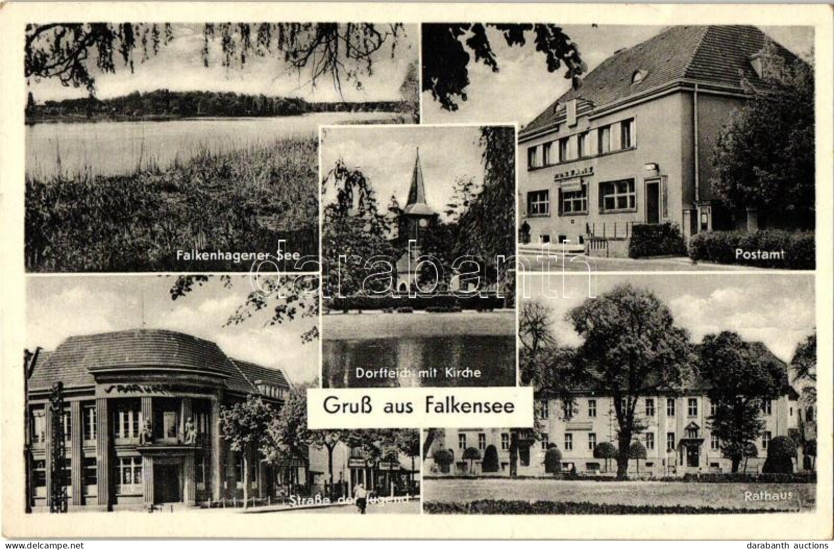 ** T2 Falkensee, Falkenhagener See, Postamt, Rathaus, Strasse Der Jugend / Lake, Post Office, Town Hall, Street - Zonder Classificatie