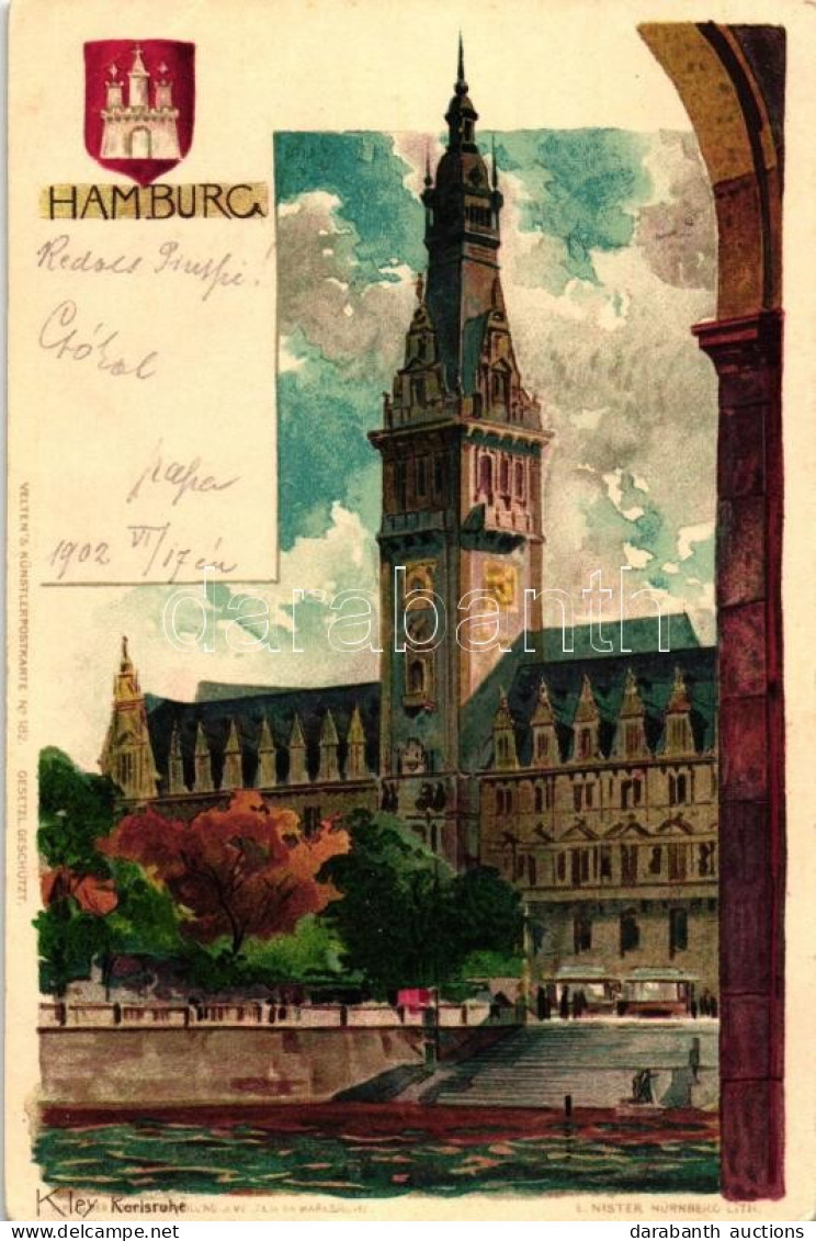 * T2 Hamburg, Rathaus / Town Hall, Velten's Künstlepostkarte No. 182. Litho S: Kley - Sin Clasificación