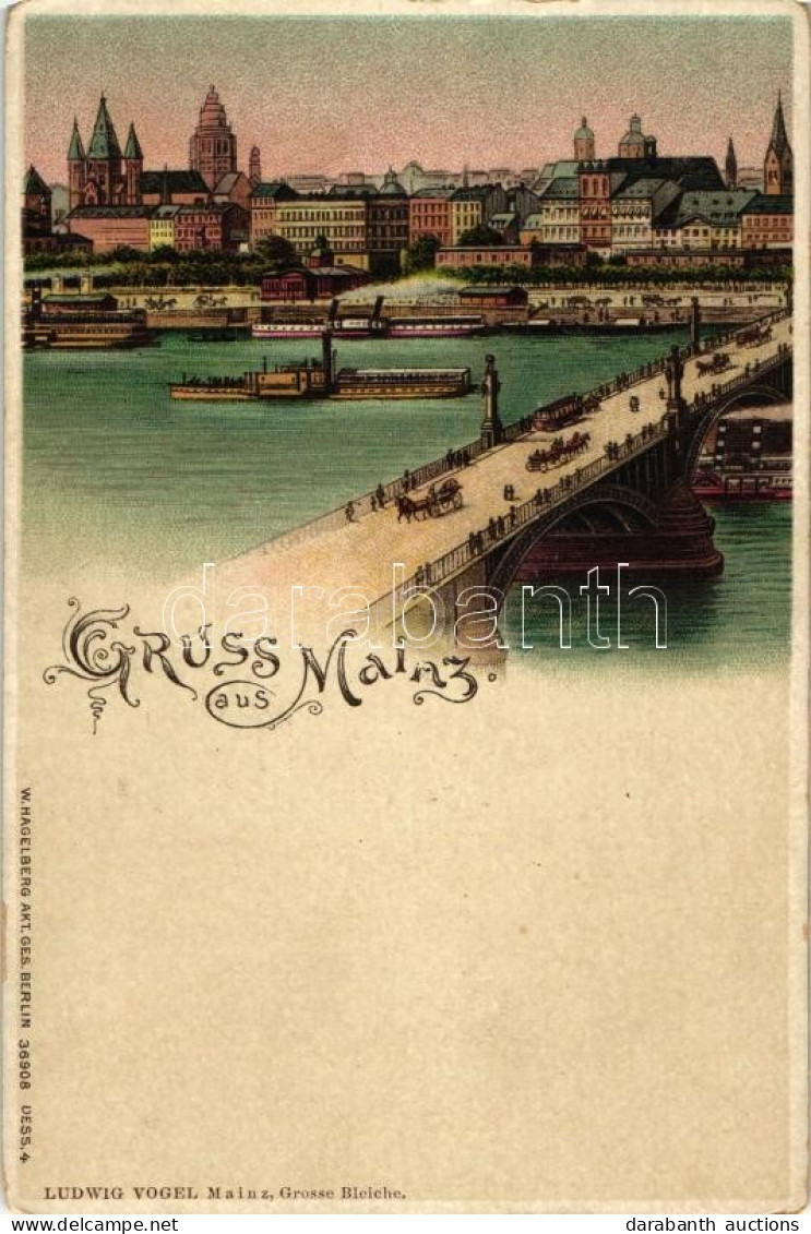 ** T2/T3 Mainz, Bridge, At Night On The Backside, Litho - Non Classificati