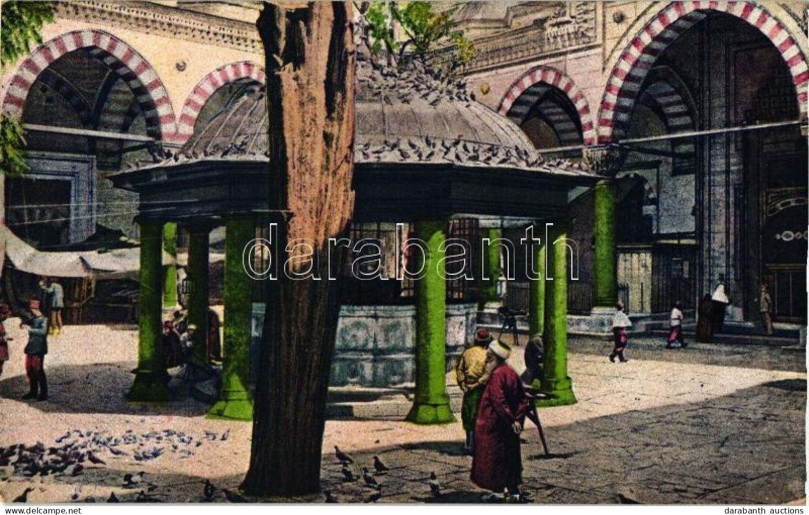 ** T2/T3 Constantinople, Istanbul; Mosque Bayazed Courtyard, And Fountain (EK) - Ohne Zuordnung