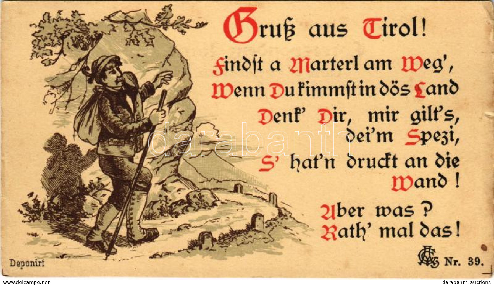 ** T2/T3 Gruß Aus Tirol! / Tyrolean Folklore Art Postcard. Litho (EK) - Non Classificati