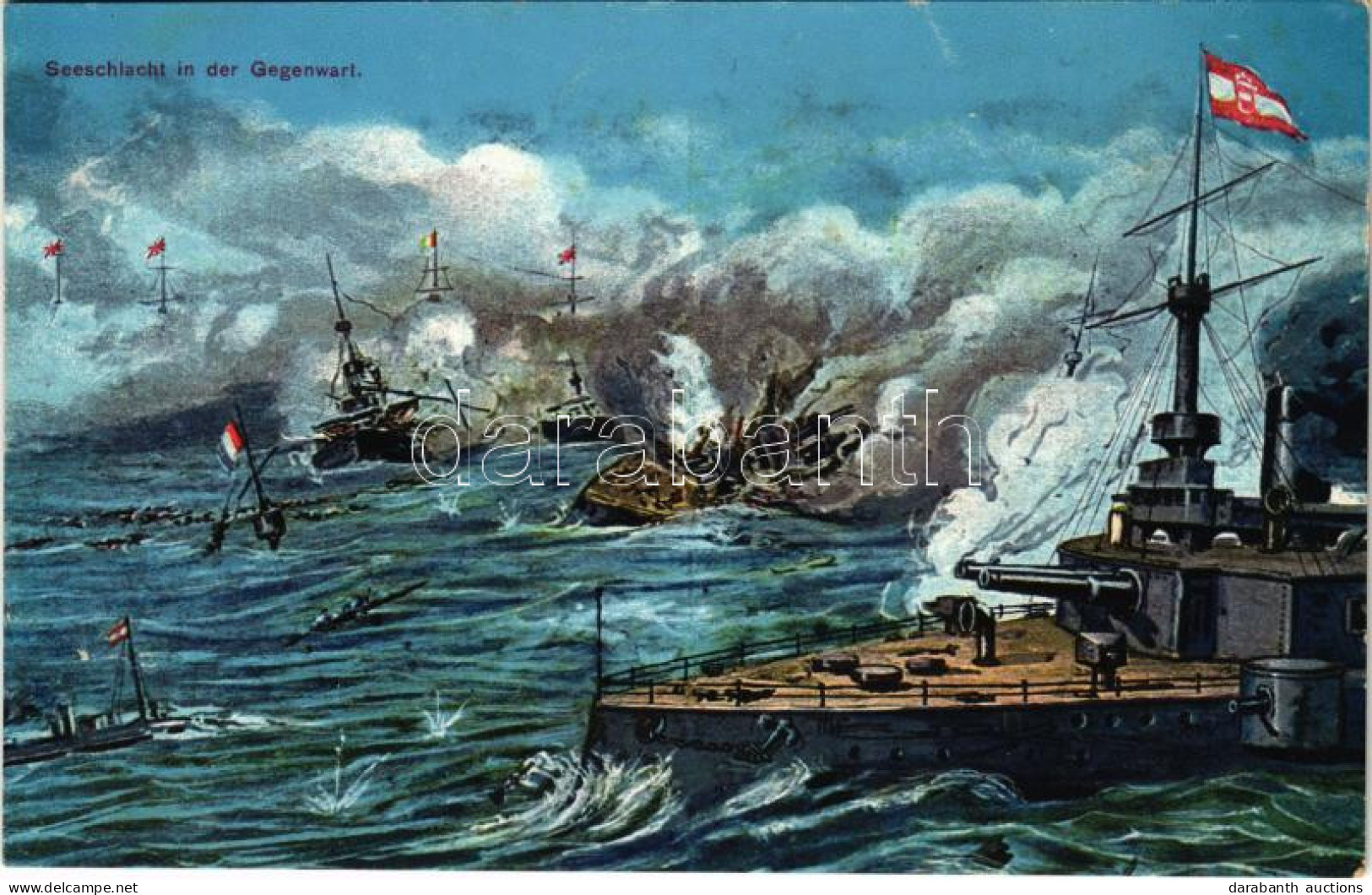 ** T2 Seeschlacht In Der Gegenwart / WWI Austro-Hungarian Navy, K.u.K. Kriegsmarine Art Postcard, Battleships. G. C. 191 - Non Classés