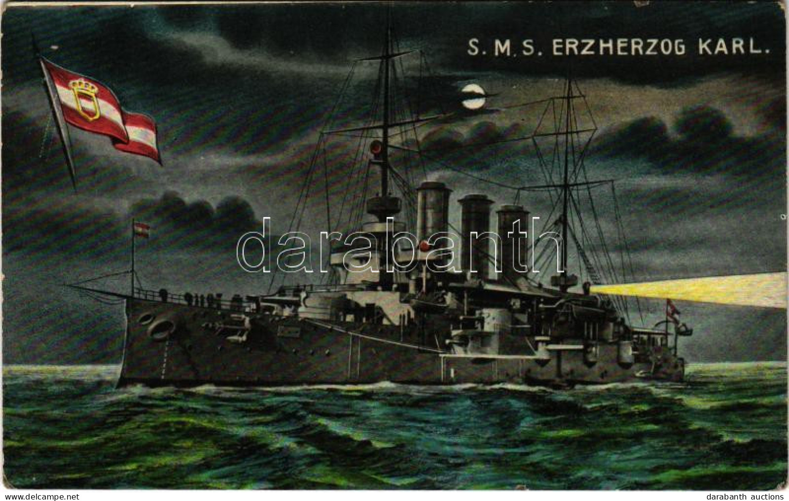 ** T2/T3 SMS ERZHERZOG KARL Osztrák-magyar Haditengerészet Pre-dreadnought Csatahajó Este. G. Fano Pola, 1908/9. No. 11. - Non Classificati