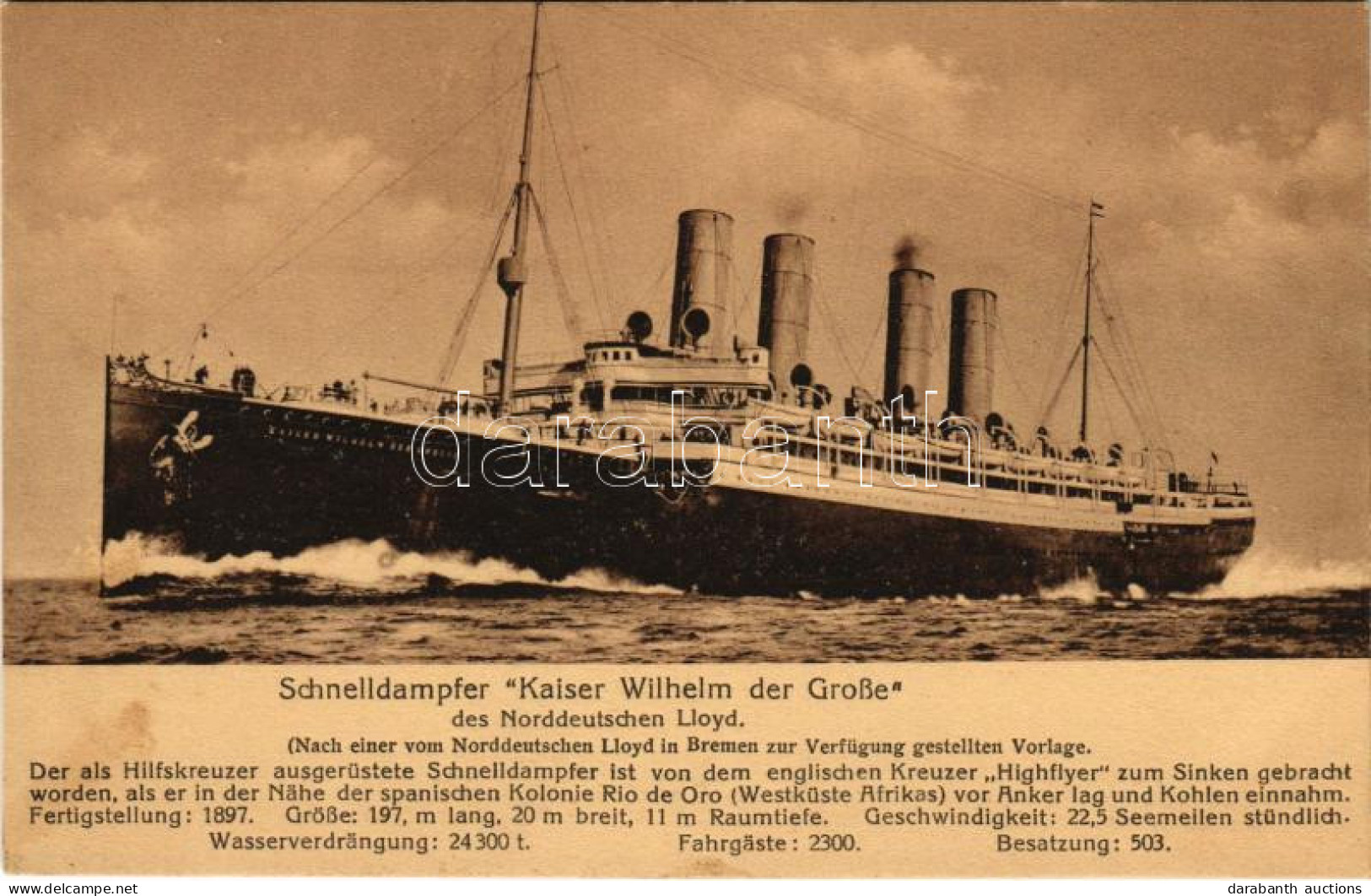 ** T2 Schnelldampfer "Kaiser Wilhelm Der Große" Des Norddeutschen Lloyd / German Express Steamer - Non Classificati