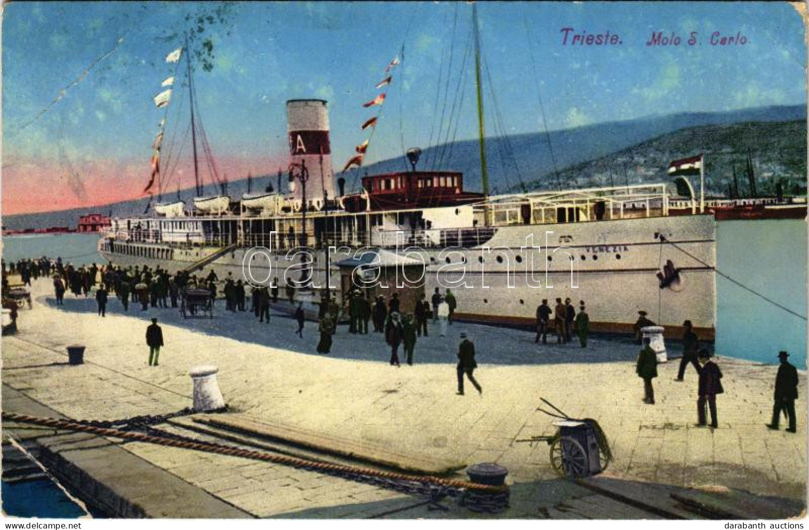 T3 1914 Trieste, Molo S. Carlo, S.M. Dampfer VENEZIA (later K.u.k. Kriegsmarine). Egardo Canarutto (EB) - Ohne Zuordnung