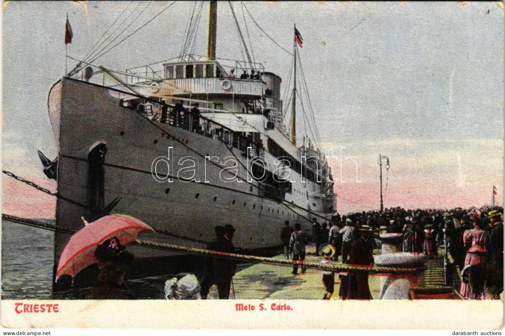 T2/T3 1911 Trieste, Molo S. Carlo, SS THALIA (later K.u.k. Kriegsmarine). Milan Mandich No. 114. (EK) - Non Classés