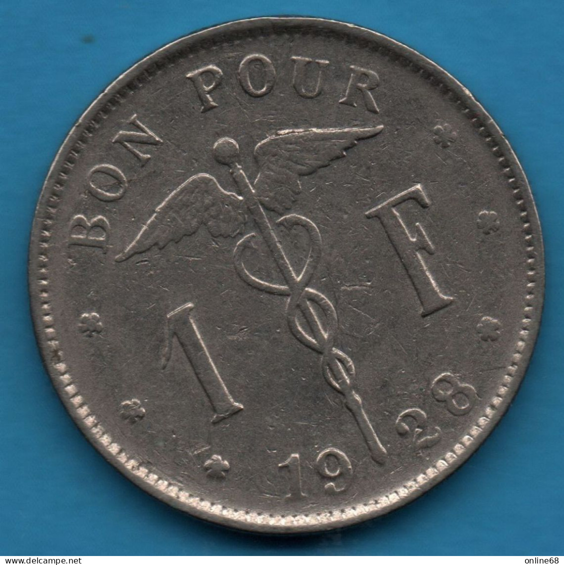 BELGIQUE 1 FRANC 1928 KM# 89 Albert Ier BON POUR - 1 Frank