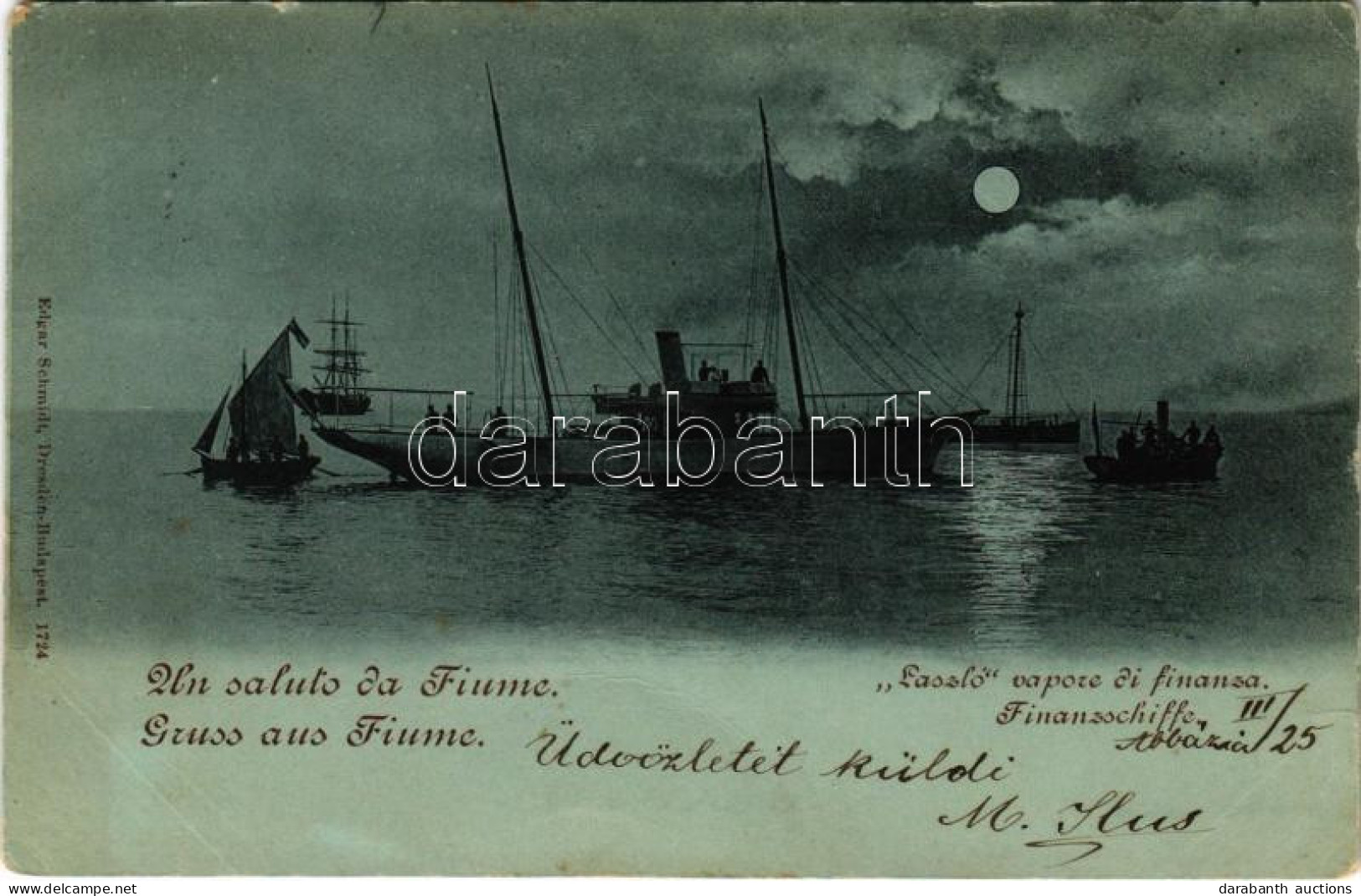 T2/T3 1899 (Vorläufer) Fiume, Rijeka; S.M. Yacht LASZLÓ Finanzschiffe (later K.u.k. Kriegsmarine) / Vámhajó Este / Custo - Non Classés