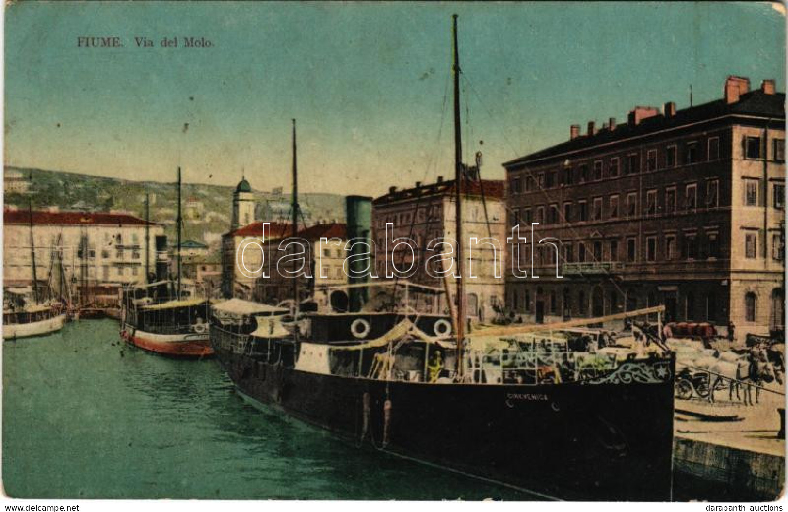 * T4 Fiume, Rijeka; Via Del Molo, S.M. Dampfer CIRKVENICA (later K.u.k. Kriegsmarine). W.L. Bp. 3801. 1911-14. (gluemark - Sin Clasificación