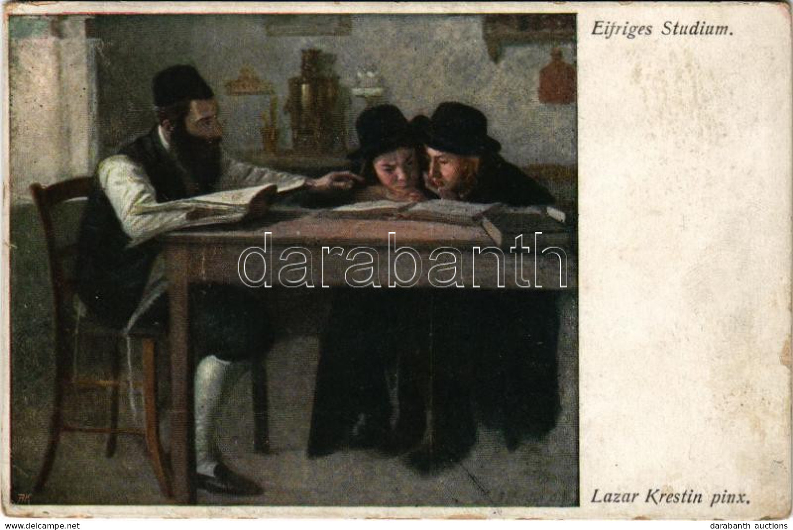 T2/T3 1920 Eifriges Studium / Judaica Art Postcard, Jewish Men Studying. B.K.W.I. 875-2. S: Lazar Krestin (EK) - Non Classés