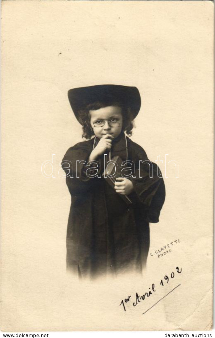 * T3 Zsidó Kisfiú. Judaika / Jewish Boy. Judaica - C. Clayette Photo (EB) - Unclassified