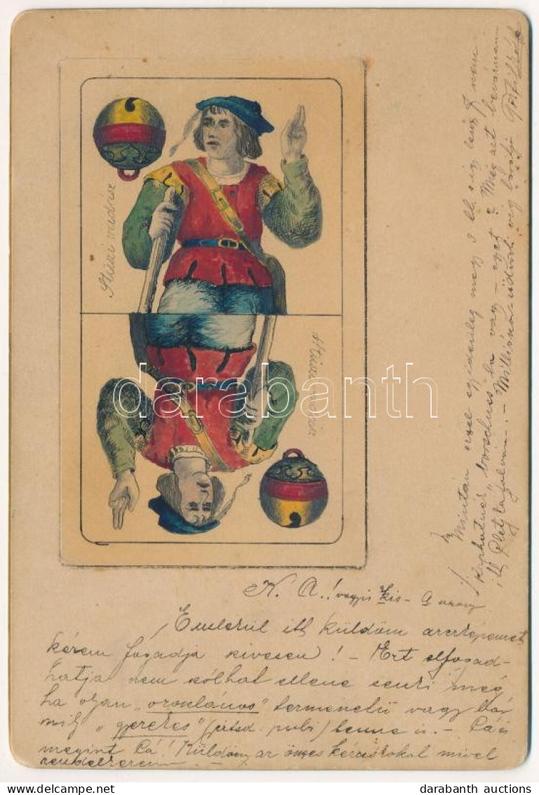 T2 1901 Stüszi Vadász A Tök Felsőn - Magyar Kártya (kézzel Rajzolt) / German-suited Playing Card, Hand-drawn (15,8 X 10, - Ohne Zuordnung