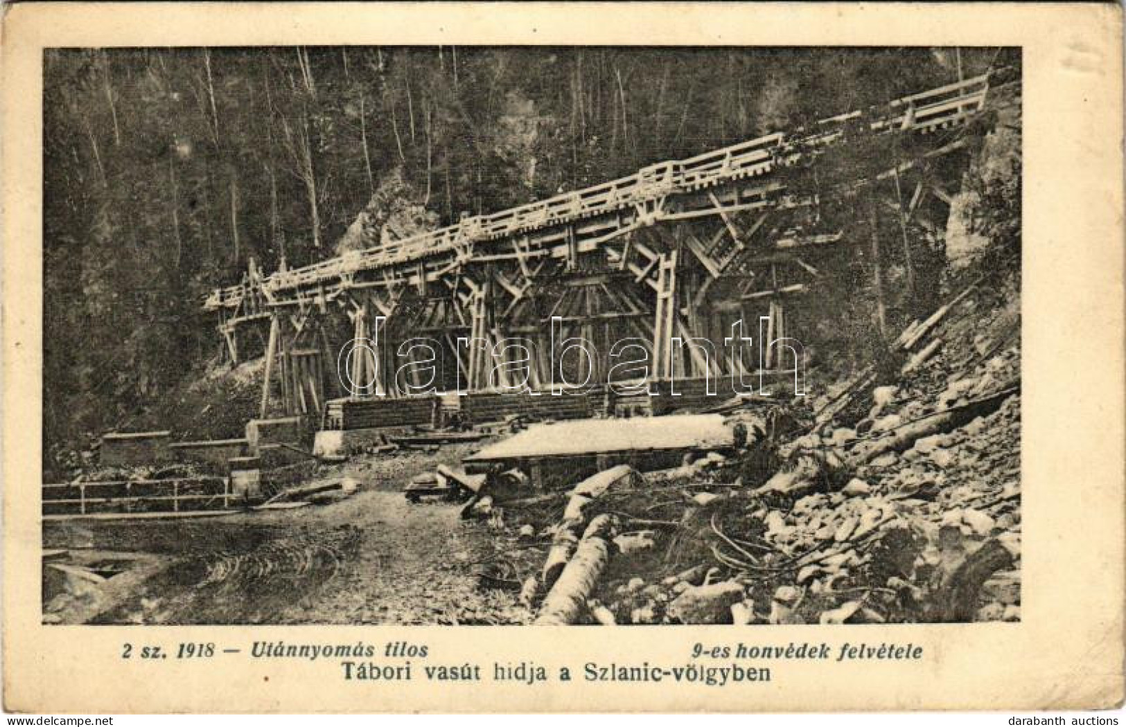 T2/T3 1918 Tábori Vasút Hídja A Szlanic Völgyben. 9-es Honvédek Felvétele / WWI K.u.k. Military Bridge In Romania (EK) - Ohne Zuordnung