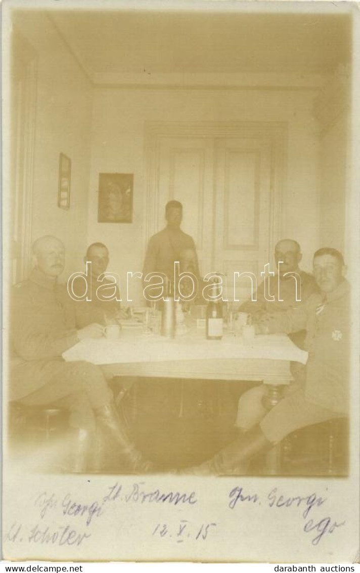 * T2/T3 1915 World War I German Officers Sitting Around The Table In Wischnew (probably Wisniew, Poland), Photo (EK) - Ohne Zuordnung