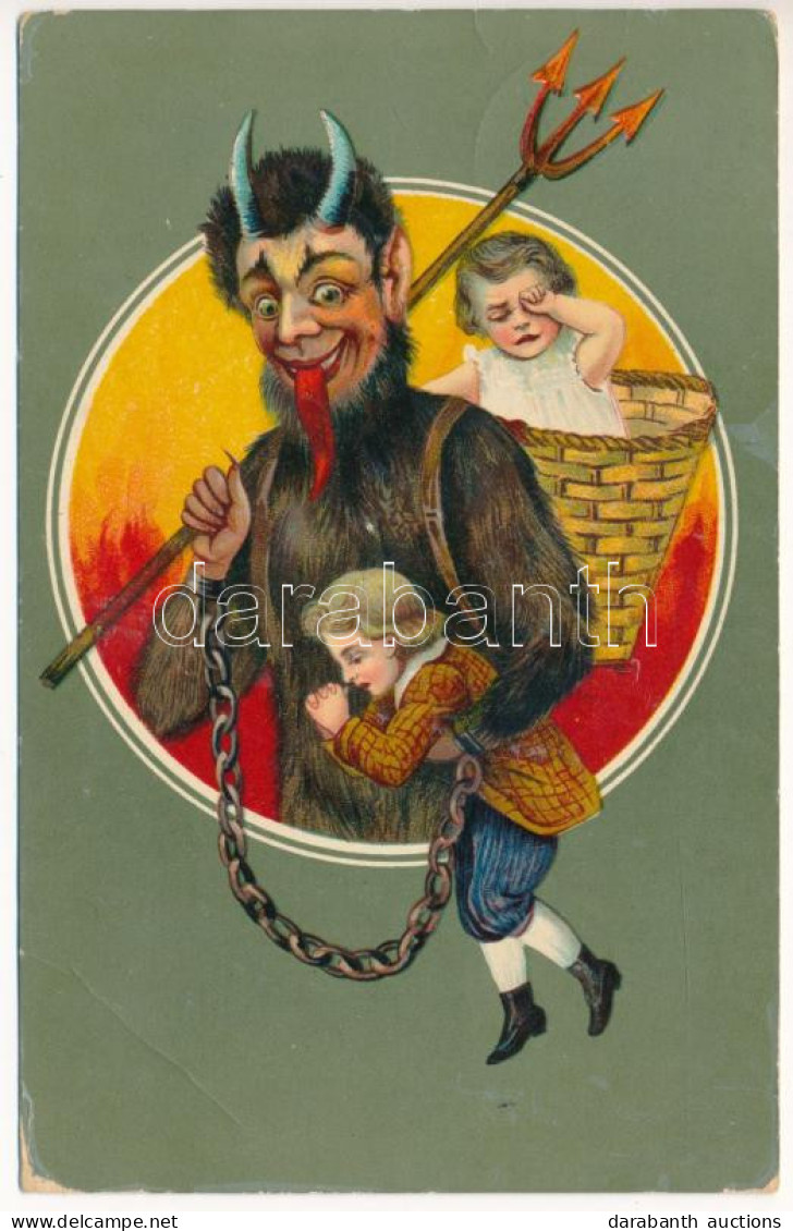 T3 1906 Krampus With Chain And Children (EB) - Ohne Zuordnung
