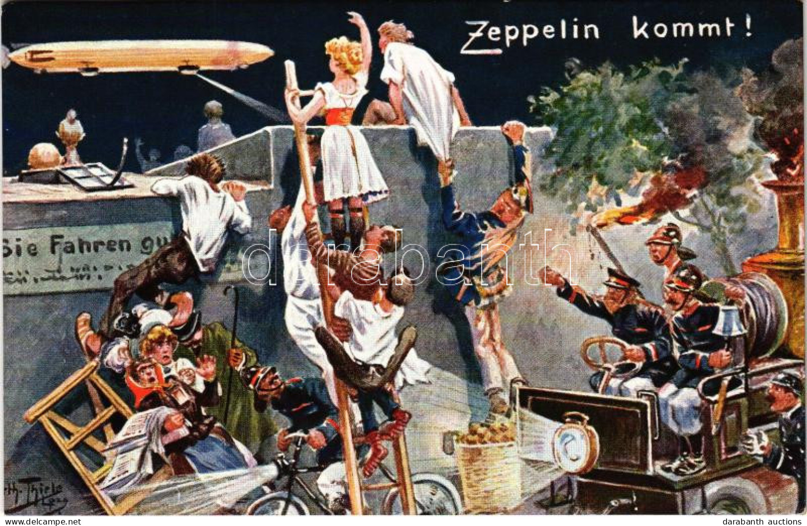 ** T1 Zeppelin Kommt! Vierfarbendruck-Clichés Von Adolf Klauss & Co. F. Eyfriedt Serie 388. S: Arthur Thiele - Ohne Zuordnung