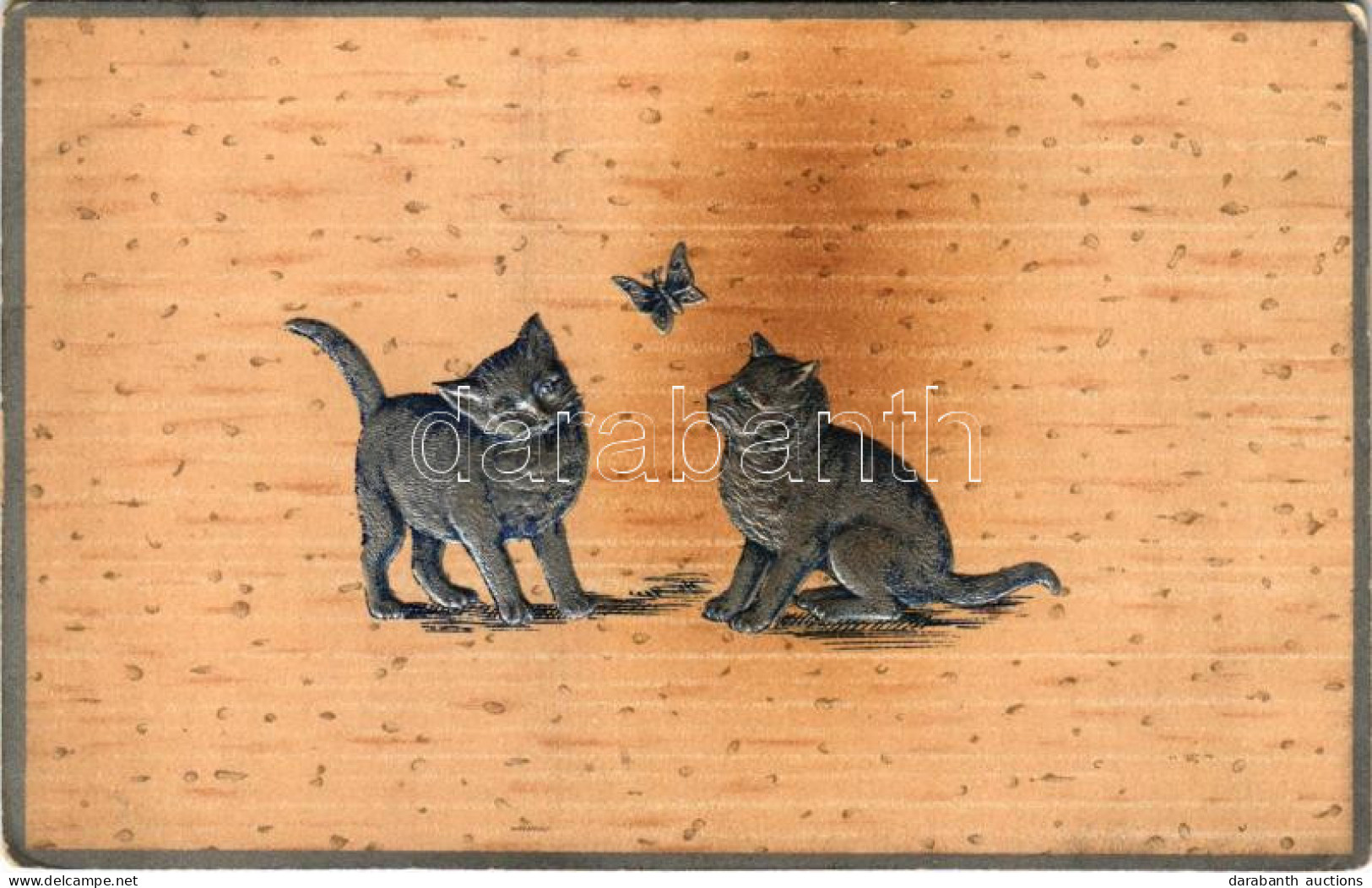 T2/T3 1907 Cats With Butterfly. Emb. Litho (fl) - Sin Clasificación