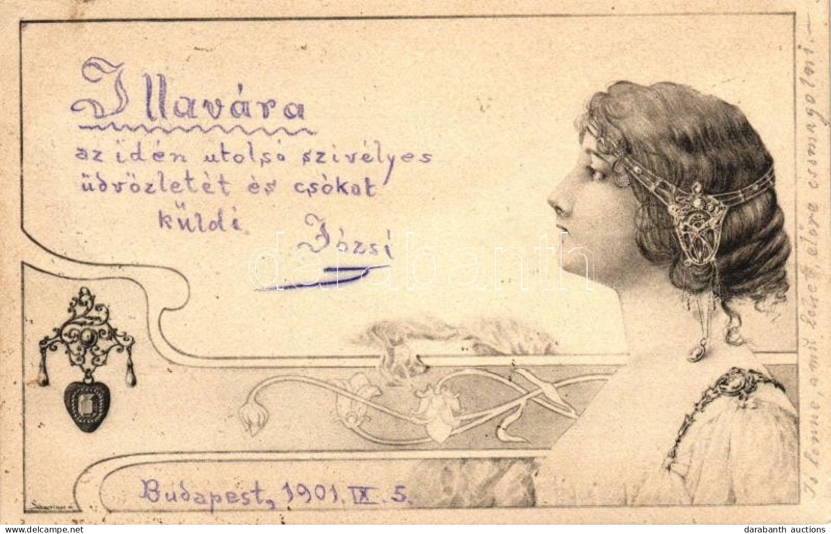 T2 Art Nouveau, Floral Postcard - Ohne Zuordnung