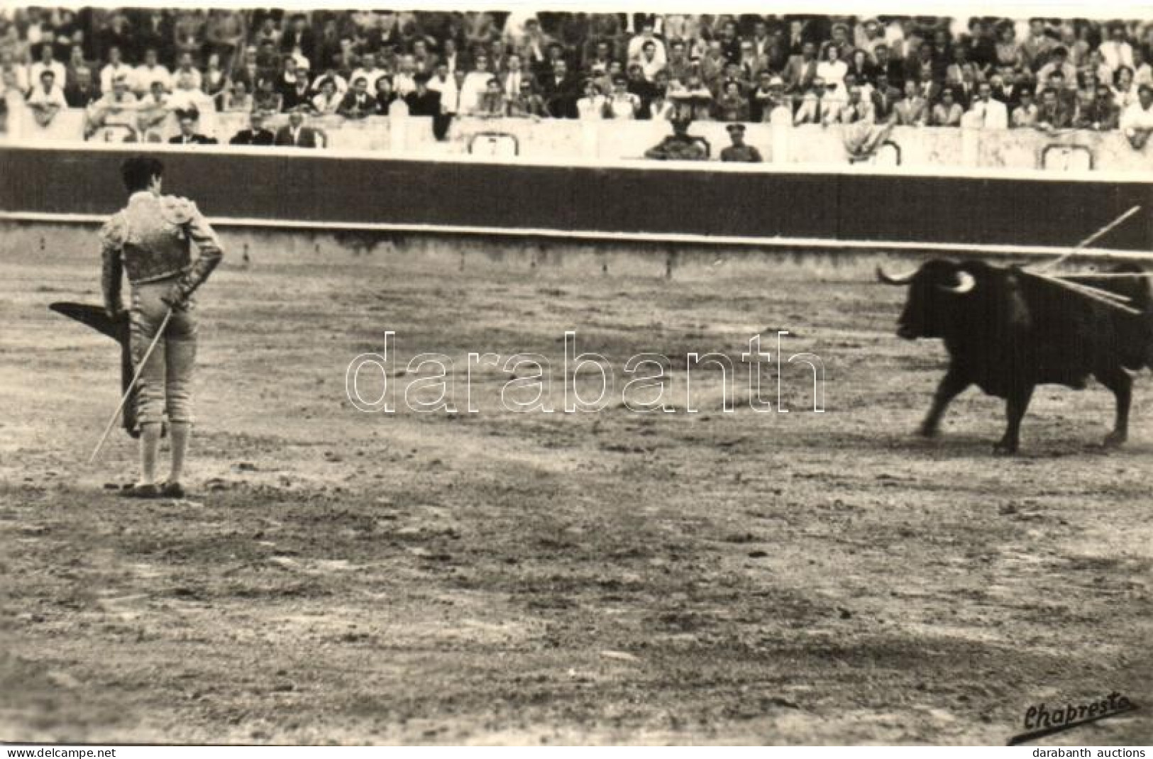 ** T1 Challenging From Distance With The Folden Cloth, Bullfight, Chapresto Fotografica - Non Classés