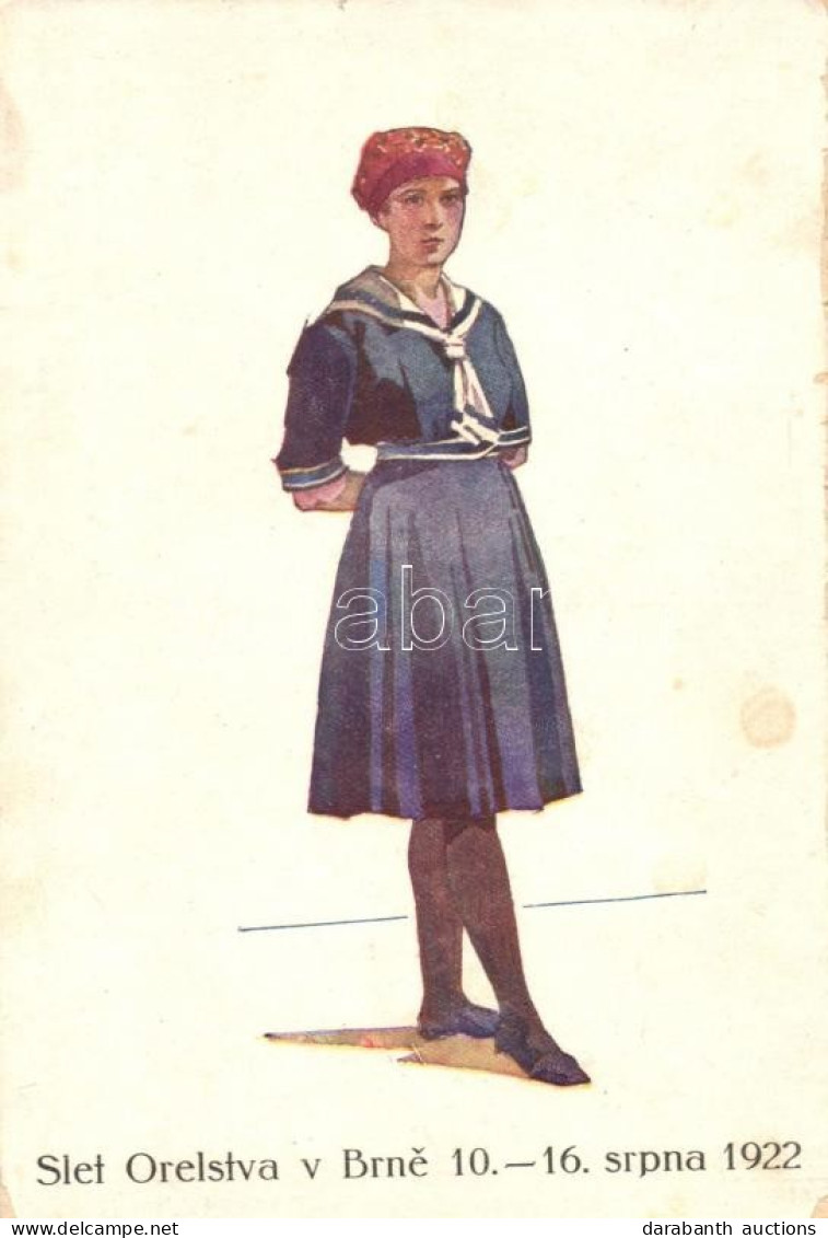 ** T3/T4 Orelstva Festival In Brno, 10-16. August 1922. / Sokol Festival, Lady In Sailor Costume(small Tear) - Sin Clasificación