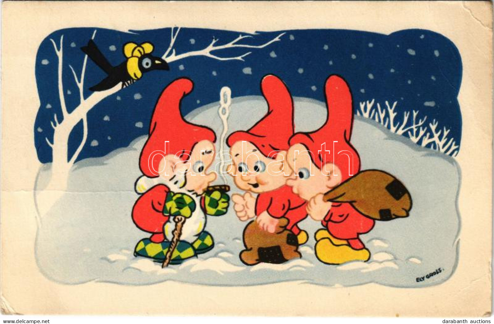 T3 1950 Törpés üdvözlet / Greeting With Dwarves. Eneret Serie 1067. S: Ely Gross (fa) - Non Classés