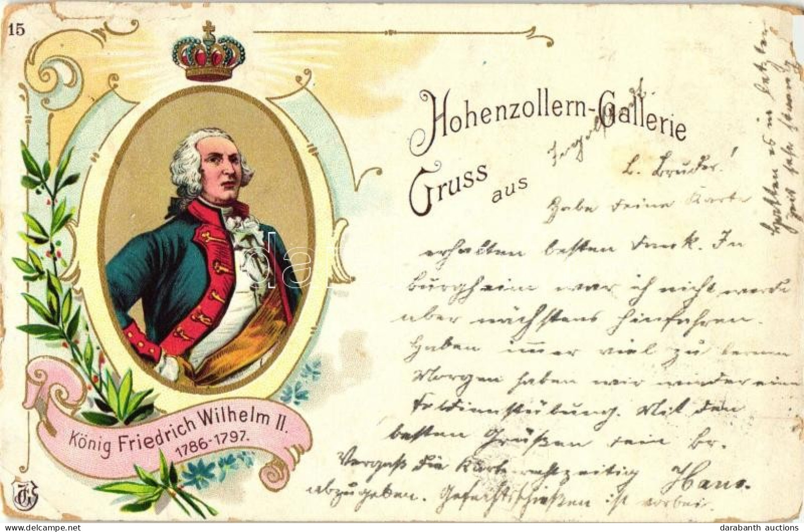 T4 König Friedrich Wilhelm II / Frederick William II Of Prussia, Hohenzollern-Gallerie Floral, Art Nouveau, Litho (b) - Ohne Zuordnung