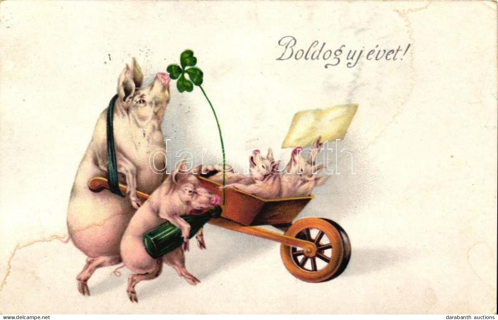* T3 New Year, Pigs, Clover, Humour, H & S. B. No. 1730. Litho (fl) - Ohne Zuordnung