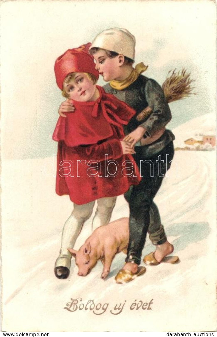 T2/T3 New Year, Children, Pig, Chimney Sweeper, E.A.S. 5536. Litho (EK) - Unclassified