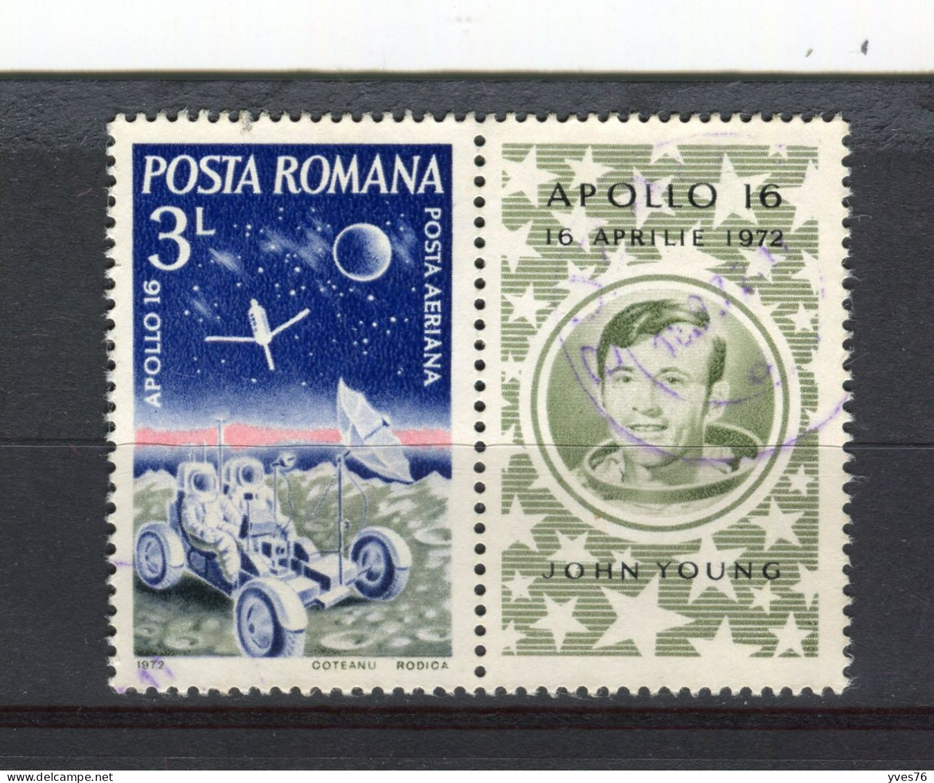 ROUMANIE - Y&T Poste Aérienne N° 233° - Espace - Apollo 16 - Usati