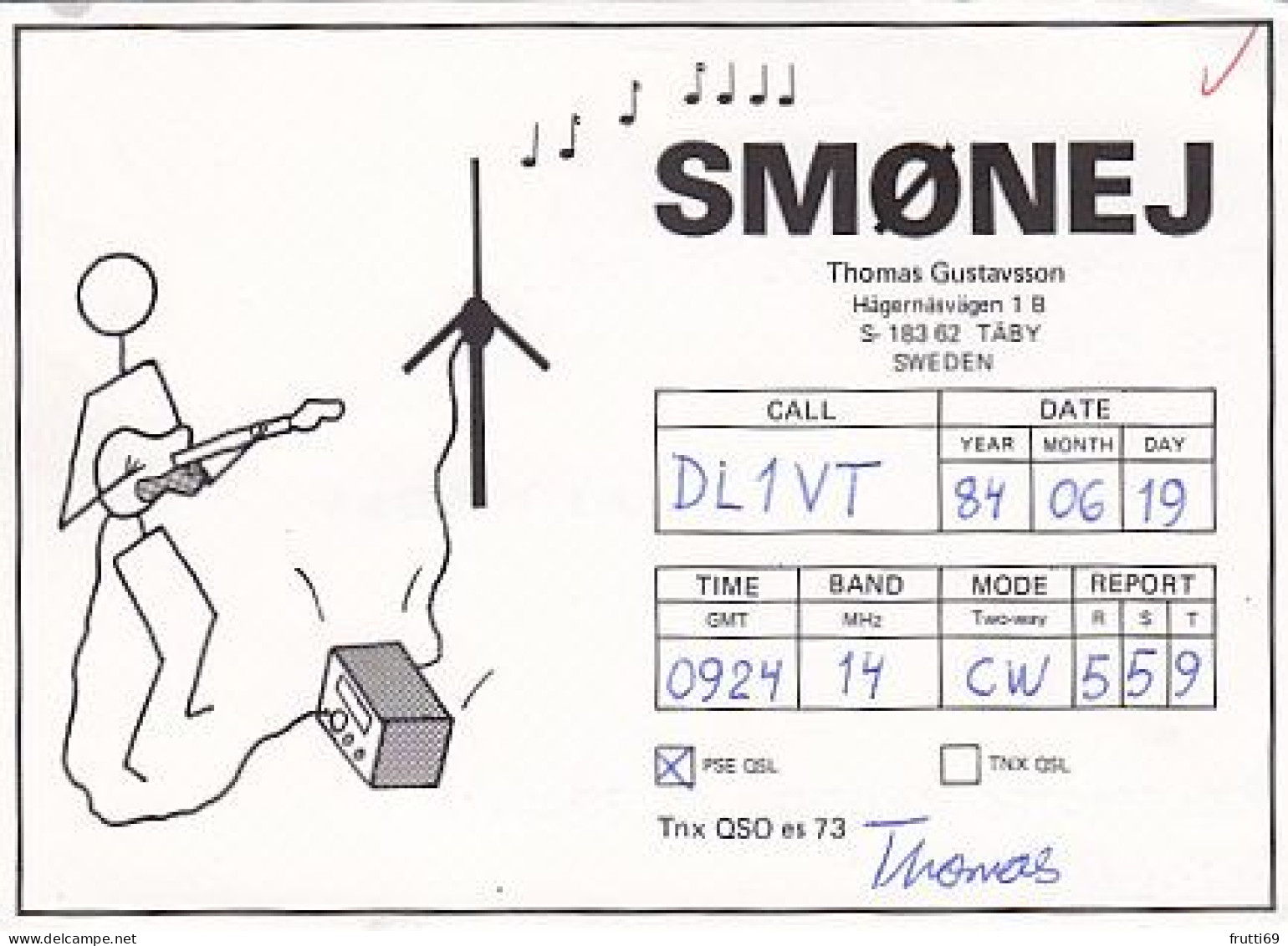 AK 185247 QSL - Sweden - Täby - Radio Amateur