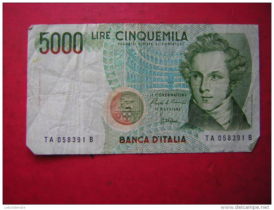 1 BILLET  ITALIEN / ITALIE / ITALIA   5000 LIRES CINQUEMILA  1985 - 5.000 Lire