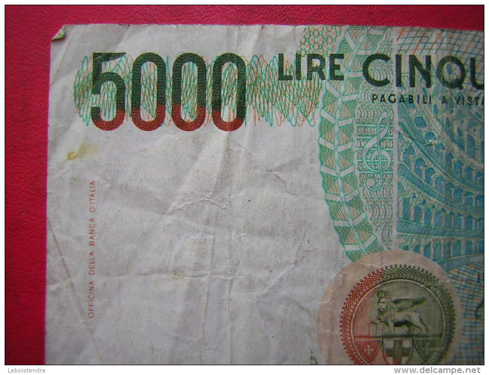 1 BILLET  ITALIEN / ITALIE / ITALIA   5000 LIRES CINQUEMILA  1985 - 5000 Liras