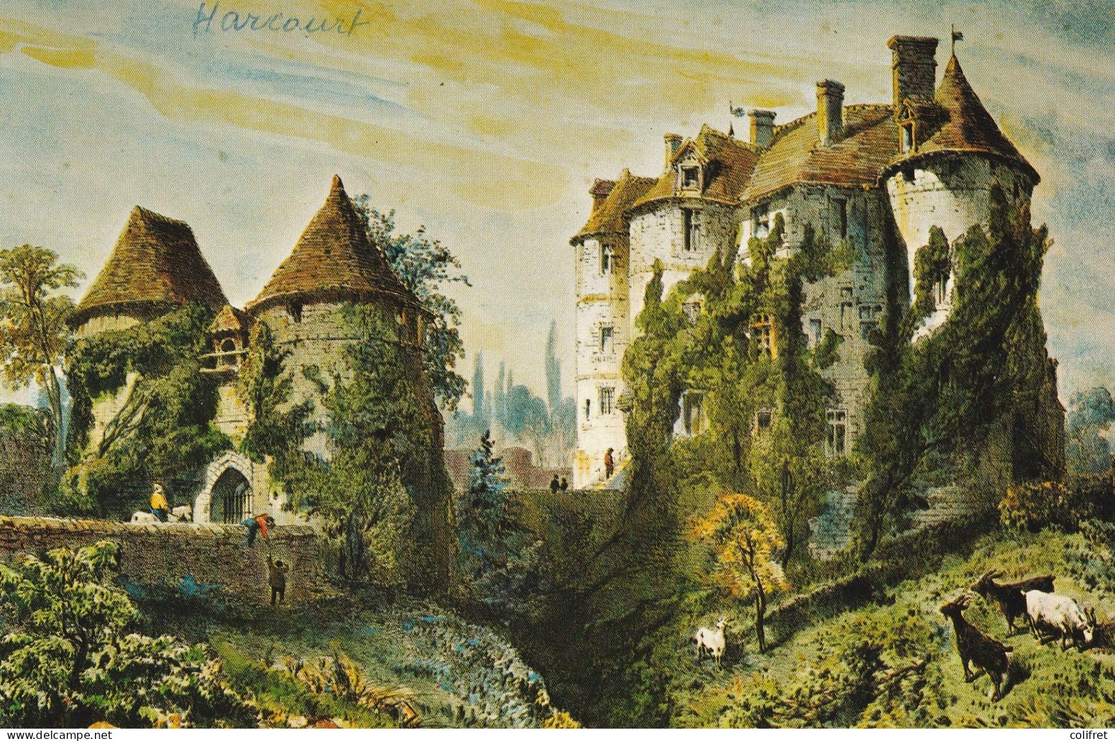 27 - Harcourt - Château Féodal  -  Lithographie De Benoist - Harcourt