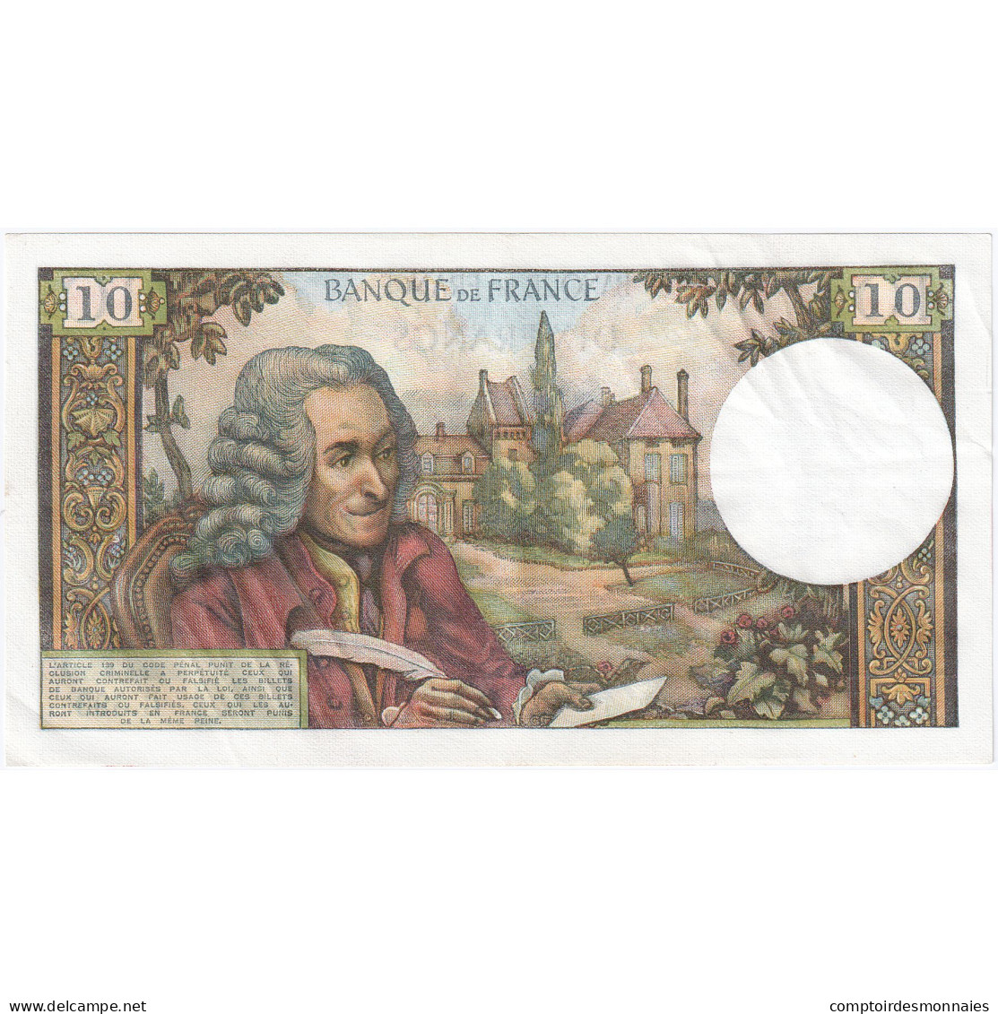 France, 10 Francs, Voltaire, 1970, C.593, SUP, Fayette:62.44, KM:147c - 10 F 1963-1973 ''Voltaire''