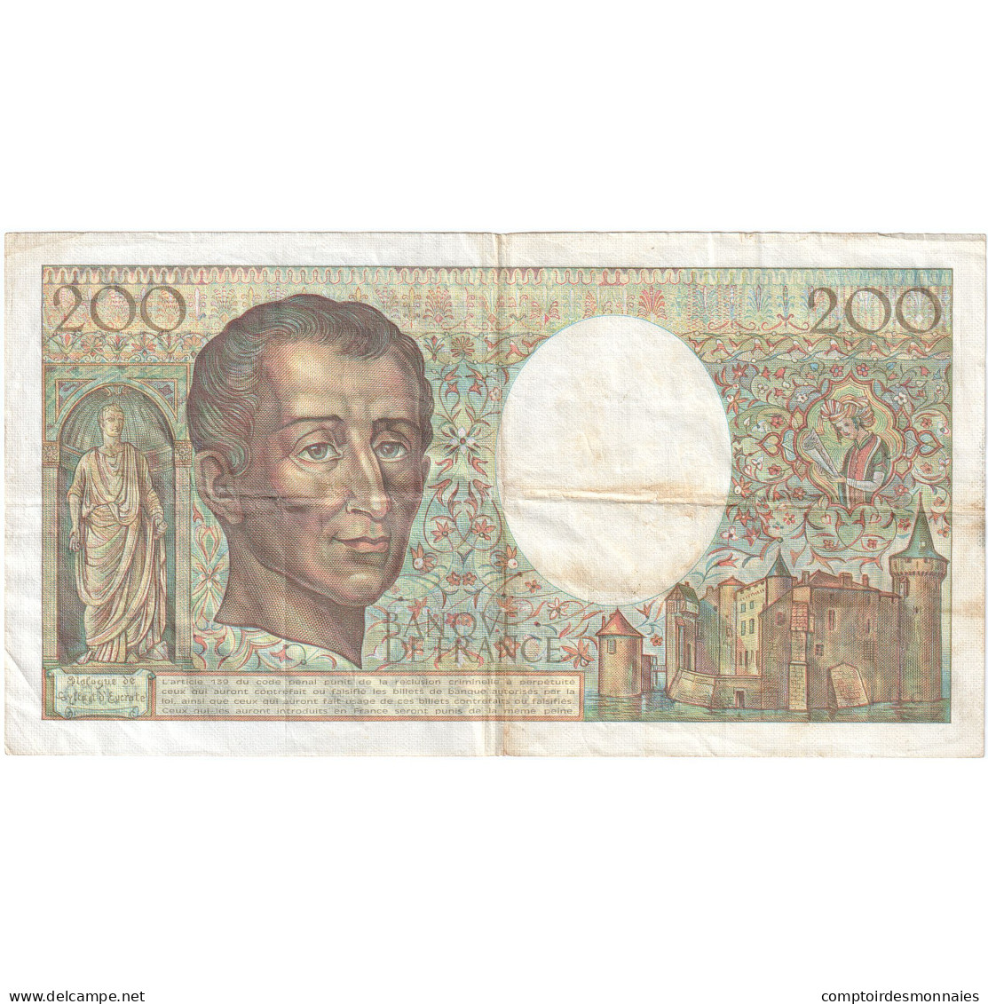 France, 200 Francs, Montesquieu, 1987, V.050, TB+, Fayette:70.07, KM:155b - 200 F 1981-1994 ''Montesquieu''