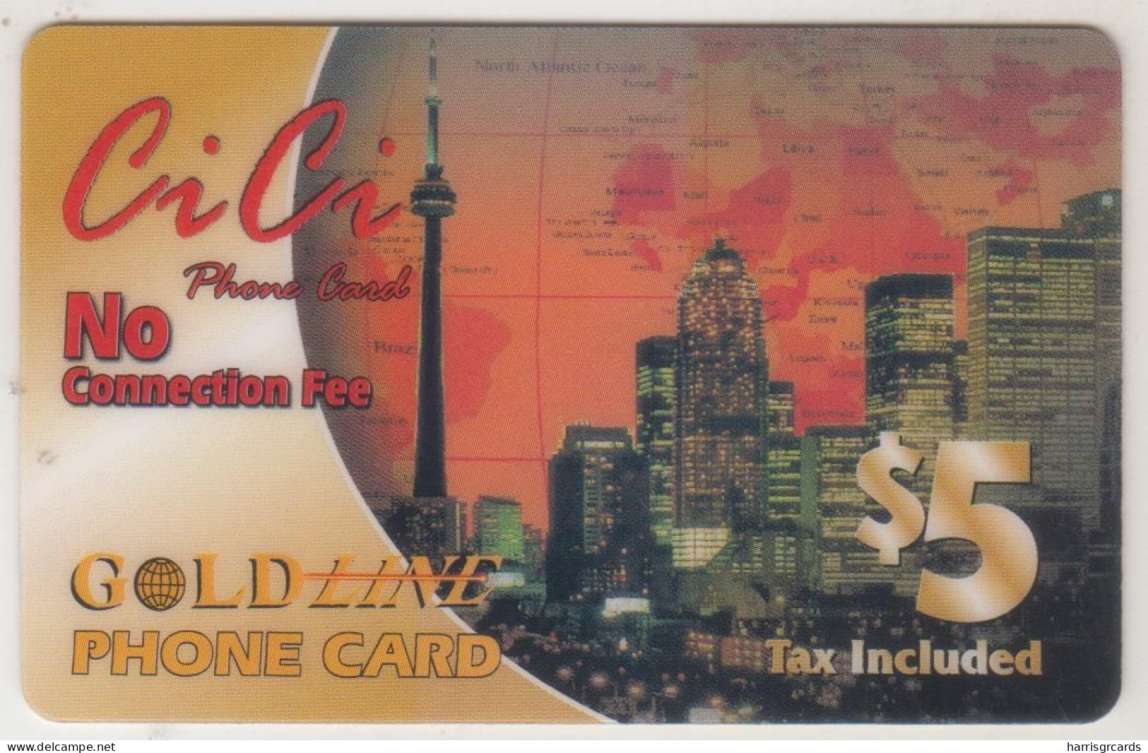 CANADA - Toronto CN Tower (No Connection Fee), Gold Line, Prepaid Card $5, Used - Canada