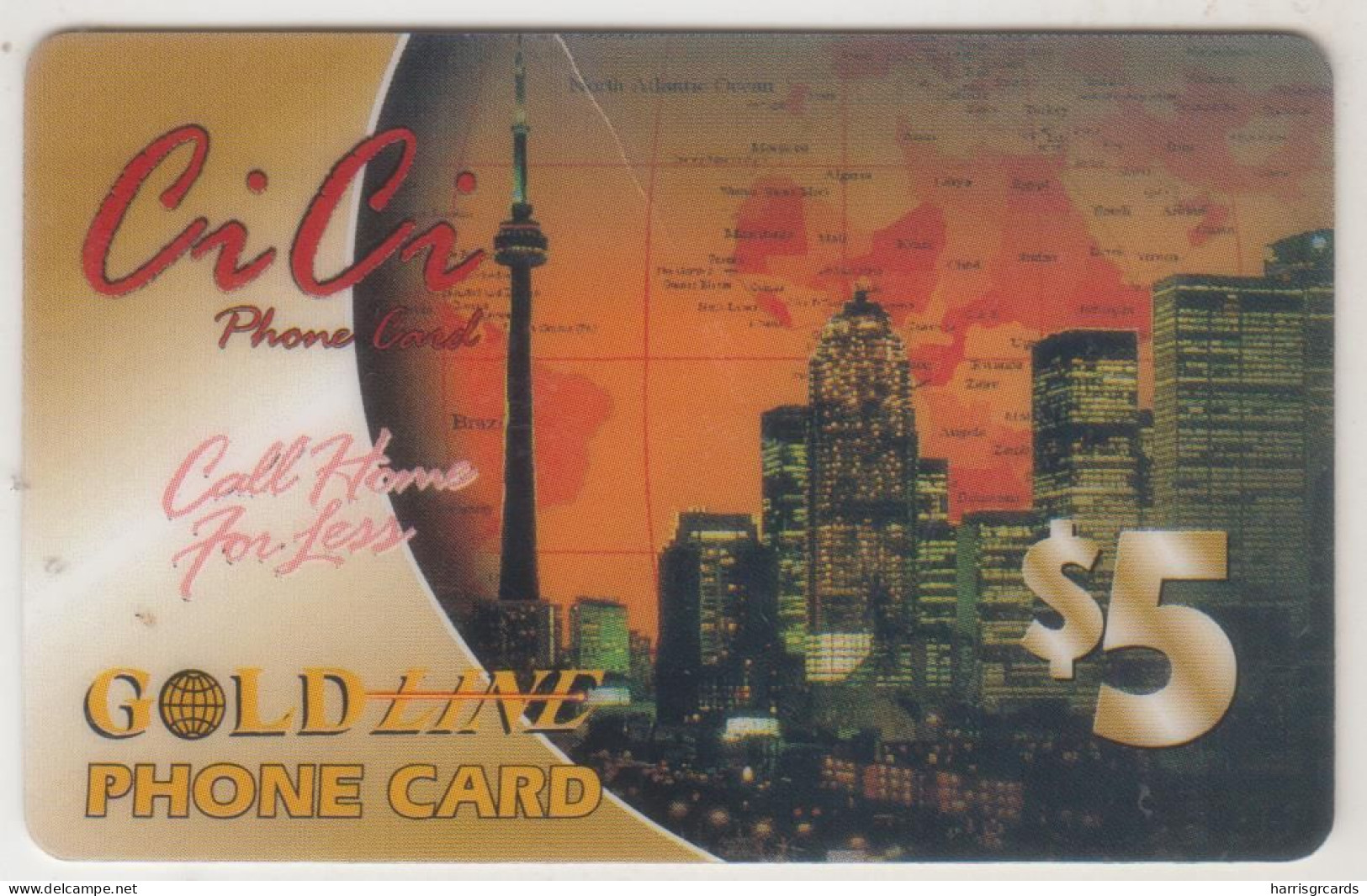 CANADA - Toronto CN Tower (Call Home For Less) , Gold Line, Prepaid Card $5, Used - Canada