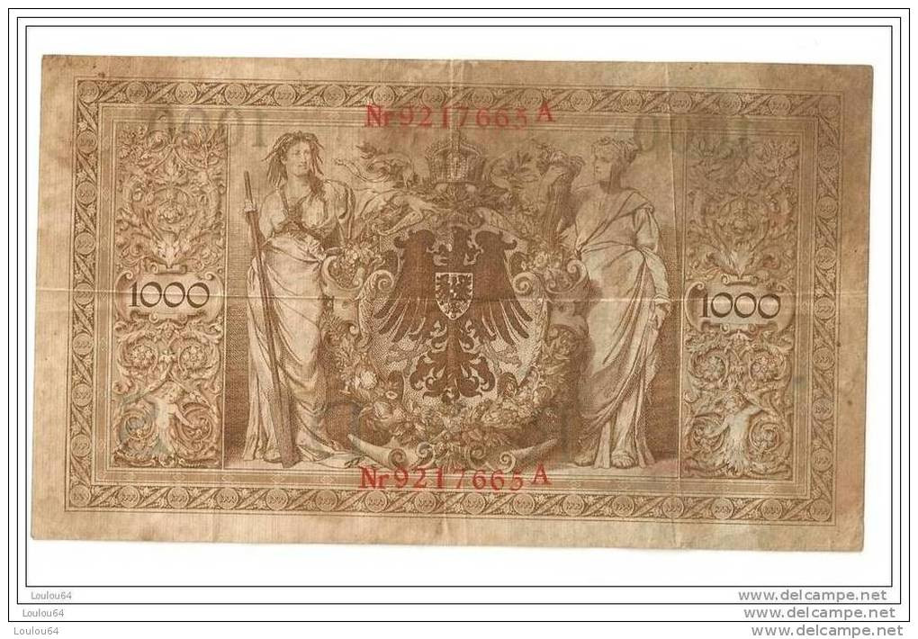 1000 Mark 1910 - N° Nr 9217665 - (rouge) - Empire Allemand - - 1000 Mark