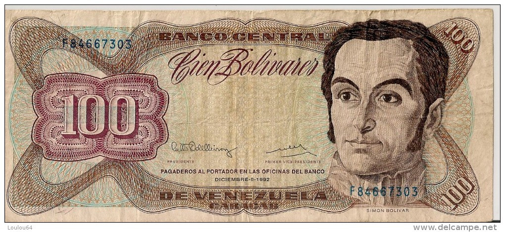 Billets - Venezuela  - 100 Bolivares - - Venezuela