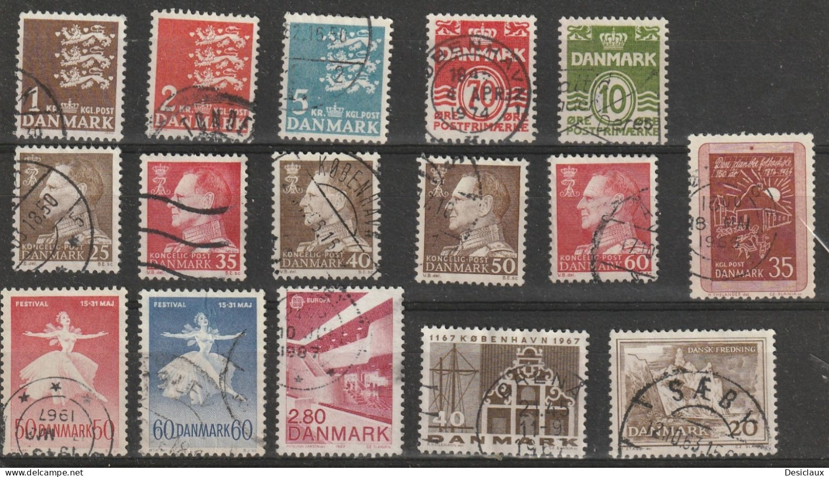 DANEMARK. Lot De 15 Timbres Oblitérés Fluorescents La Plupart Entre 1962 Et 1967. Petit Prix. Voir Le Scan - Plaatfouten En Curiosa