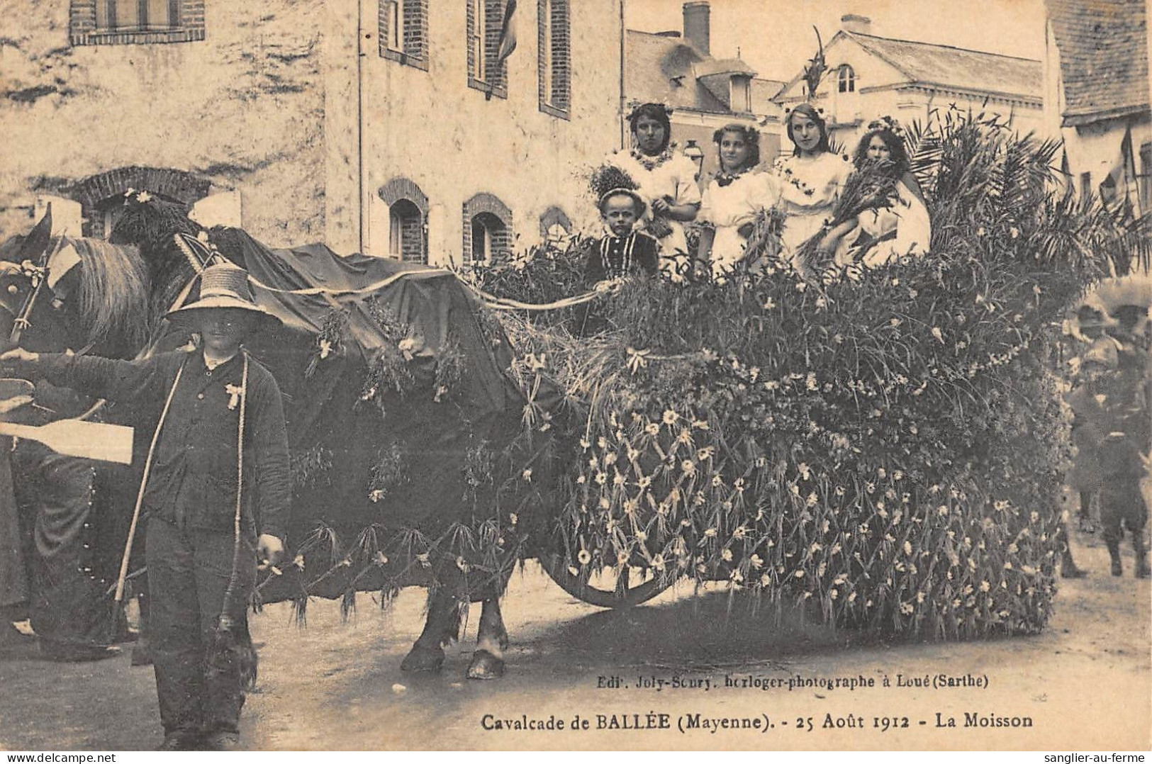 CPA 53 CAVALCADE DE BALLEE / MAYENNE / 25 AOUT 1912 / LA MOISSON / Cliché Rare - Autres & Non Classés