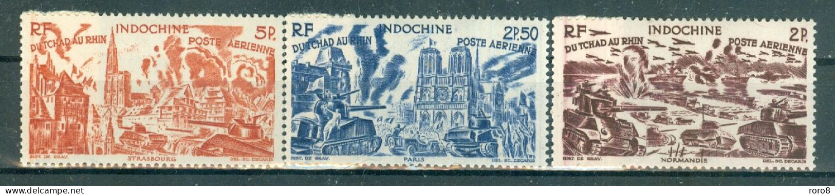 INDOCHINE - P.A. N°40*à 45* MH Trace De Charnière SCAN DU VERSO. Tchad Au Rhin. Bord De Feuille Collé. - Poste Aérienne