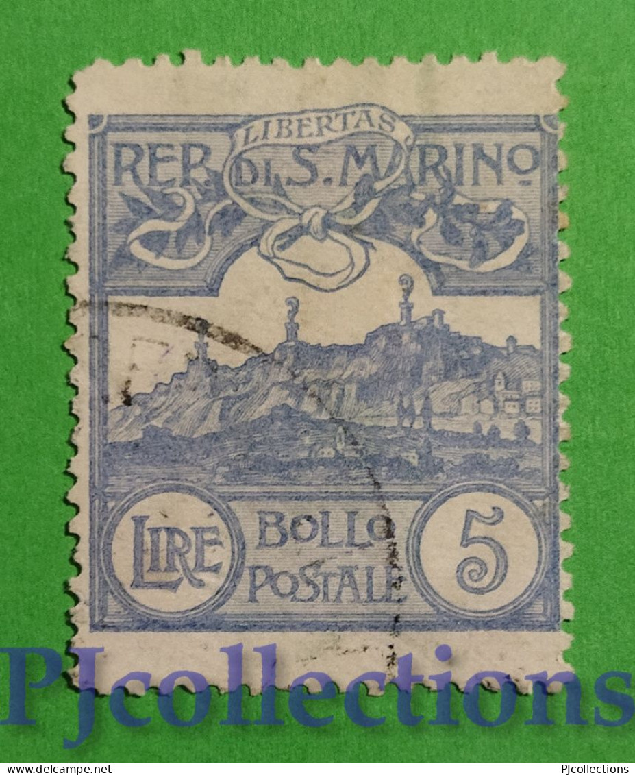 S839- SAN MARINO 1925 VEDUTE - VIEWS 5L USATO - USED - Used Stamps