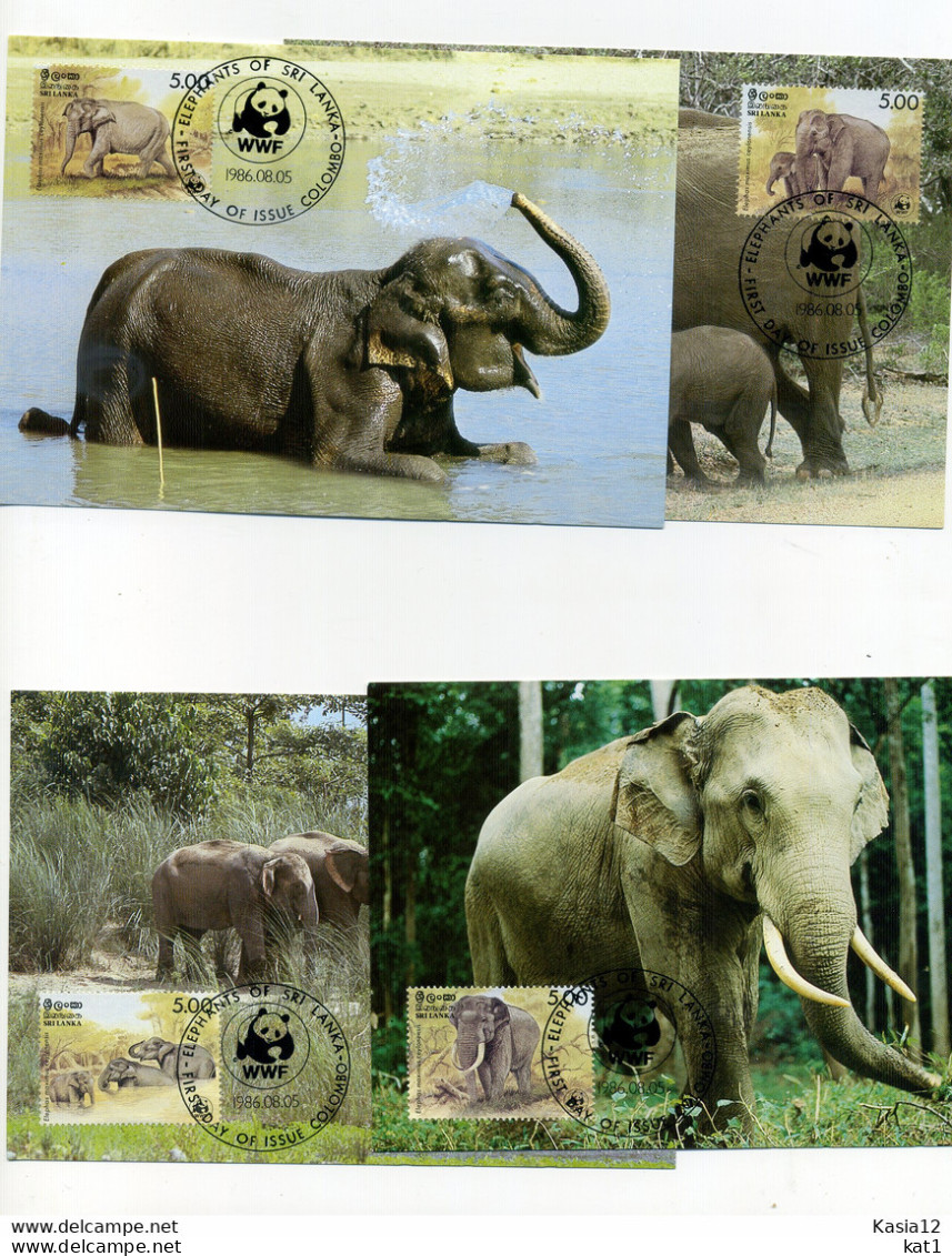 A45154)WWF-Maximumkarte Saeugetiere: Sri Lanka 753 - 756 - Cartes-maximum