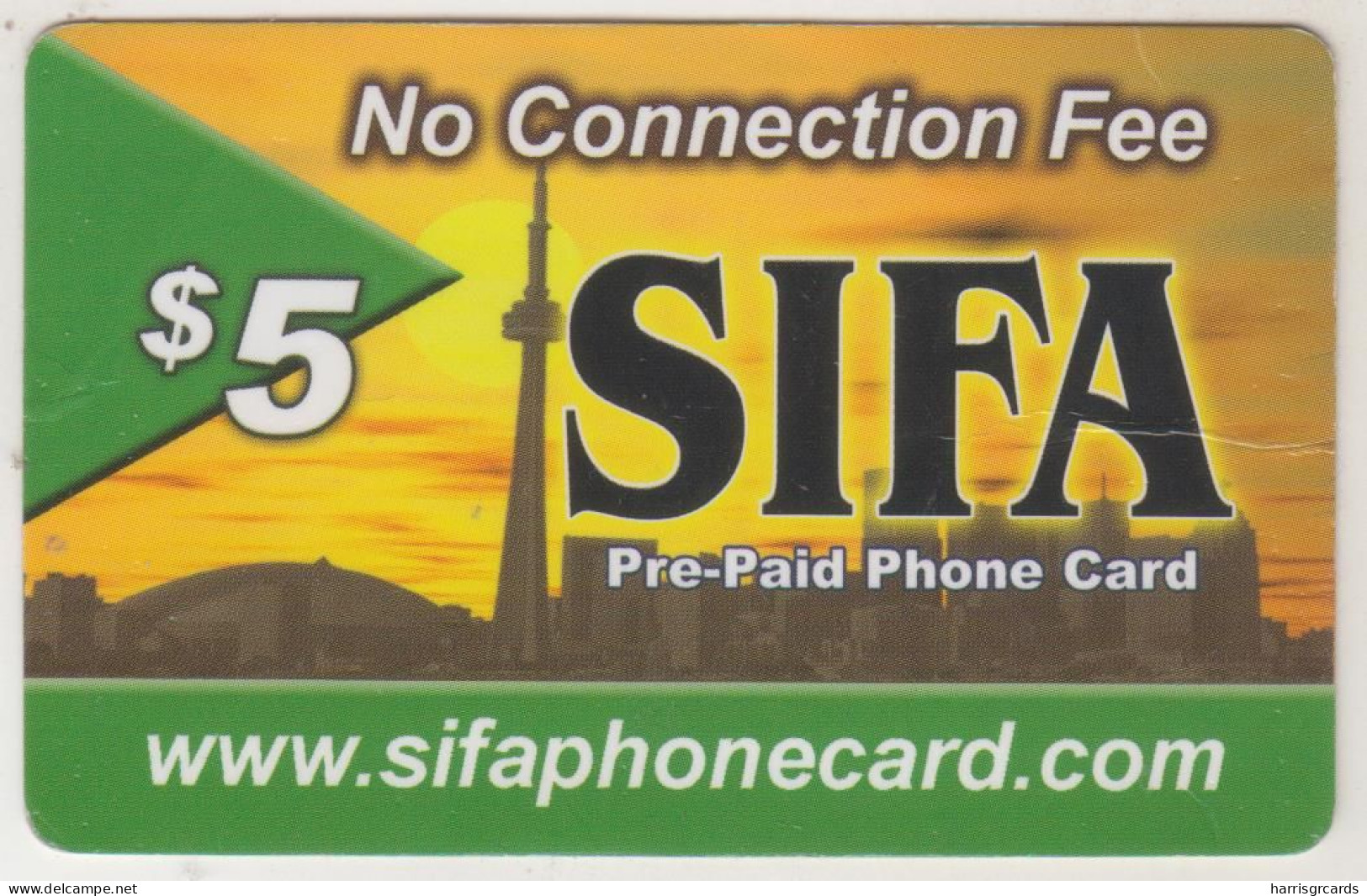 CANADA - No Connection Fee - City View, Sifa Prepaid Card $5, Used - Canada